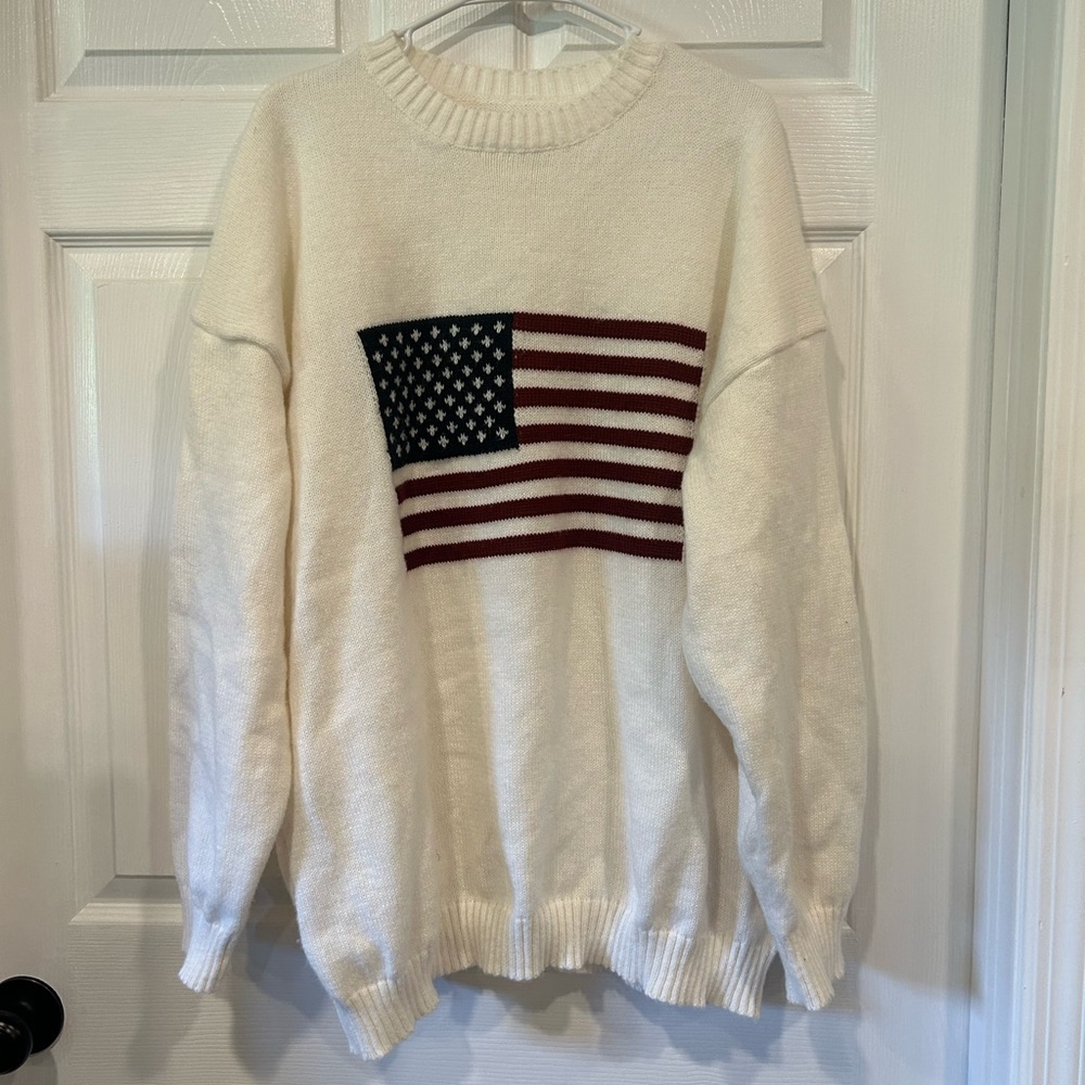 Cream Sweater with Flag